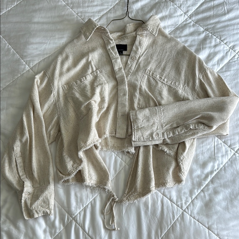 Lumiere Cream Cropped Button-Up Top